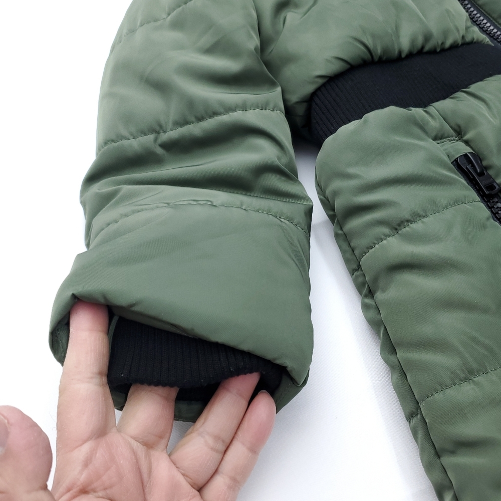 Hudson Girl’s Puffer Insulated Long Winter Green Coat Faux Fur Hoodie Lining S/7 - Picture 4 of 8